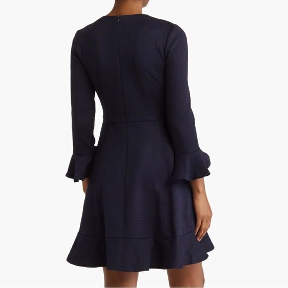Eliza J NWT Flounce Sleeve A-Line Dress in Navy Size 10 - Picture 3 of 10
